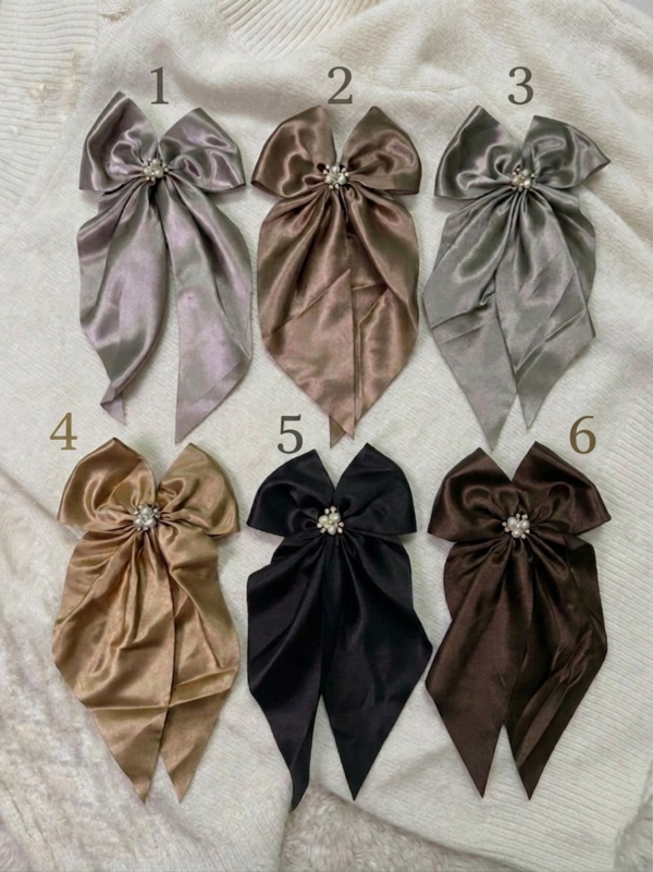Satin Pearl Hair Bow