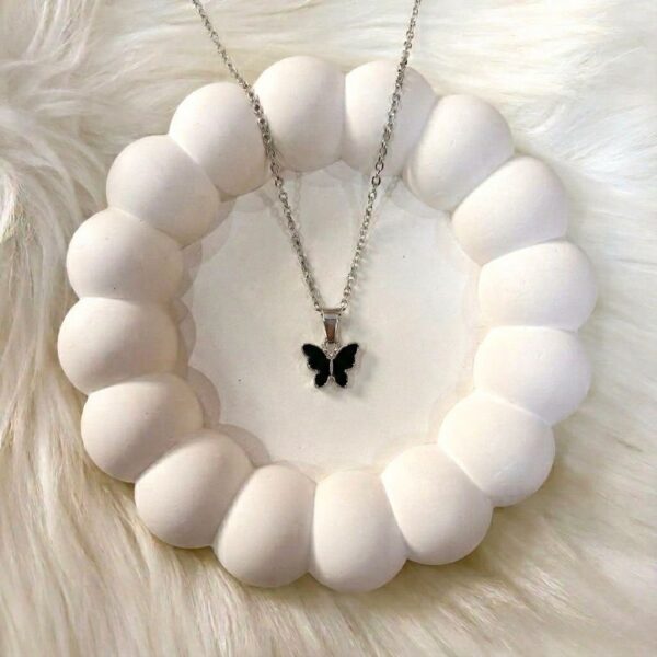 Elegant Black Butterfly Pendant Necklace