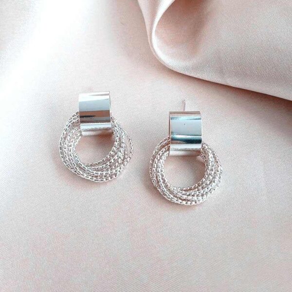 Silver Mesh Loop Drop Earrings