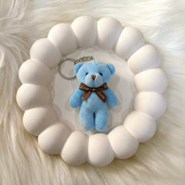 Blue Teddy Bear Keychain – Cute Soft Plush Charm