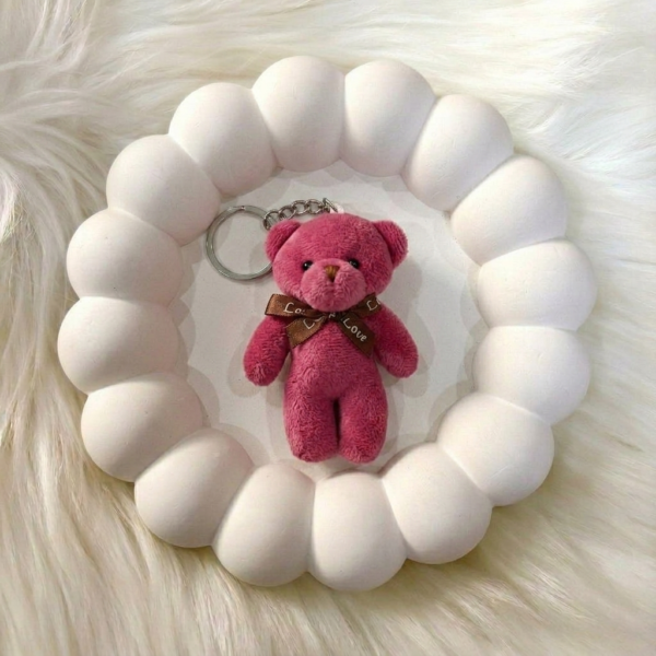 Maroon Teddy Bear Keychain – Cute Soft Plush Charm