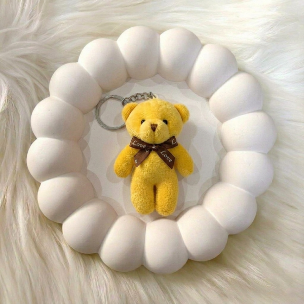 Yellow Teddy Bear Keychain – Cute Soft Plush Charm